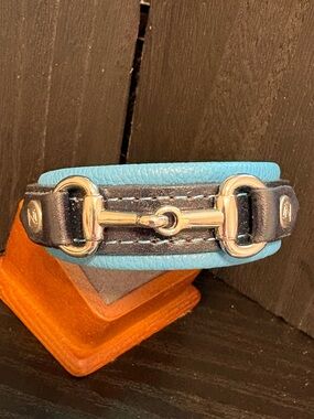 Noble Outfitters leather bracelet turquoise horse bit adjustable - nice
